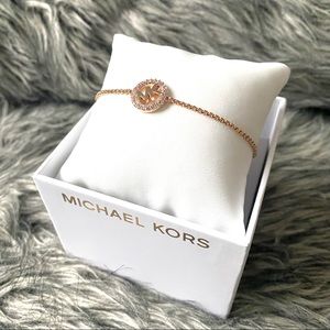 NWT authentic MK rosegold tone logo bracelet